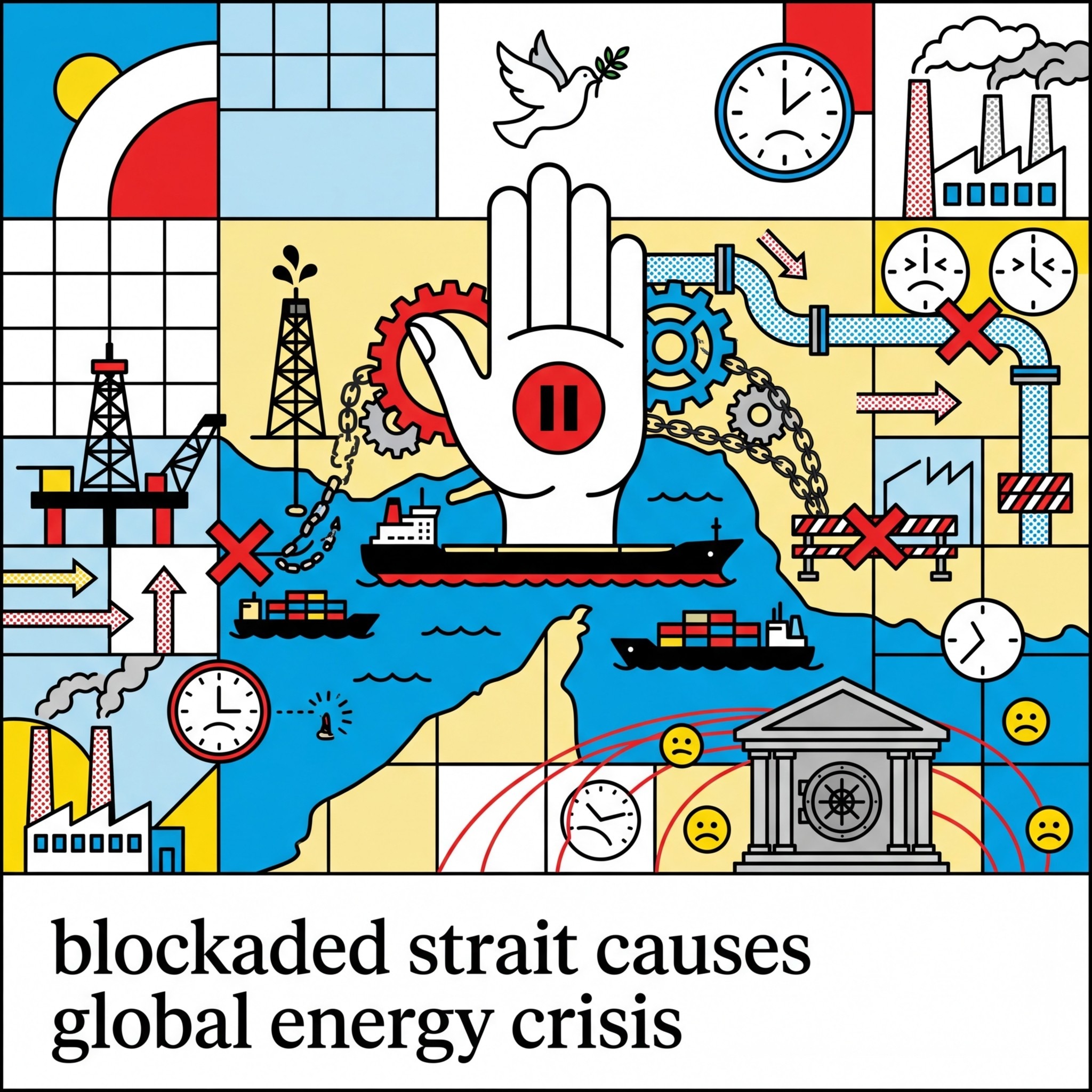 2026-03-27 • Power lies in pause, not strike. The Strait of Hormuz blockade causes global oil crisis; central banks and supply chains strain under energy restructuring.
