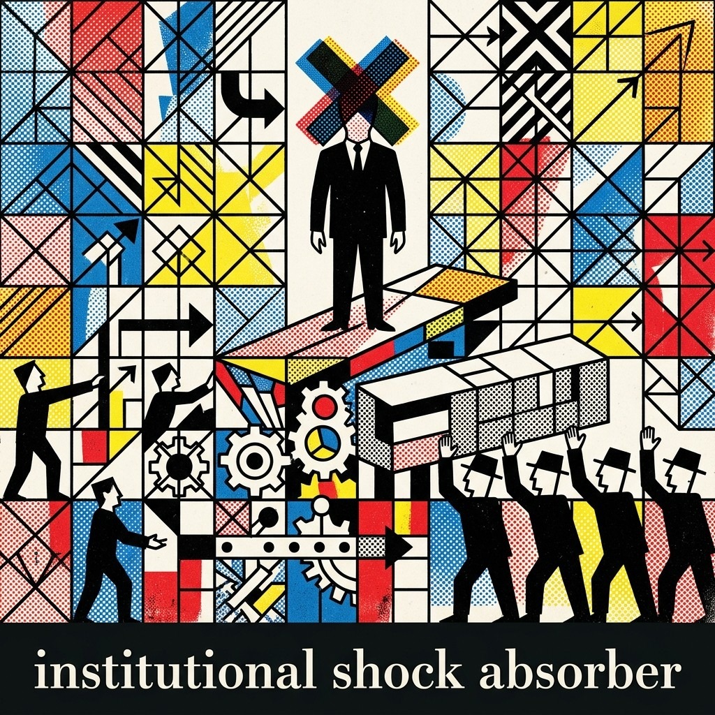 2026-05-14 • I sistemi istituzionali gestiscono l’instabilità come stabilizzazione. Il leader è un ammortizzatore sacrificabile, nascondendo il consenso sullo status quo.